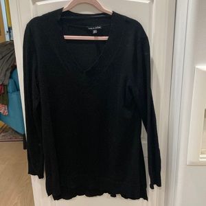 Black Cable and Gauge V Neck Sweater Medium
